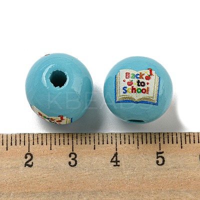 Printed Wood European Beads WOOD-L020-D16-1