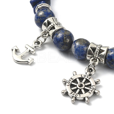 Natural Lapis Lazuli Chips Stretch Bracelet BJEW-JB09598-02-1