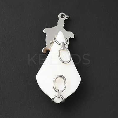 Natural White Shell Pendants SSHEL-G025-02P-1