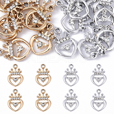 10Pcs 2 Colors Alloy Rhinestone Pendants ALRI-YW0001-28-1