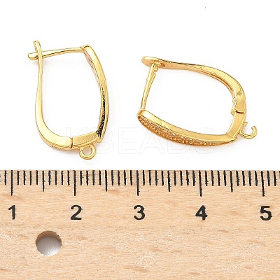 Brass Micro Pave Clear Cubic Zirconia Hoop Earring Findings KK-H532-16G-1