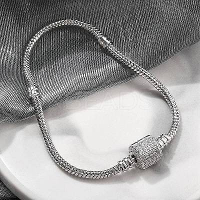 Brass Micro Pave Clear Cubic Zirconia Link Bracelets BJEW-S158-15P-1