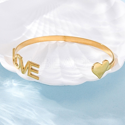 304 Stainless Steel Cuff Bangles for Women BJEW-F491-01G-03-1