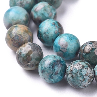Natural African Pyrite Beads Strands G-D0006-C04-8mm-04-1