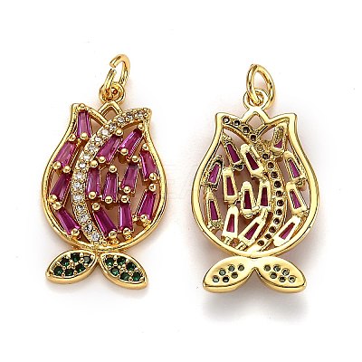 Brass Micro Pave Cubic Zirconia Pendants X-ZIRC-L100-031G-1