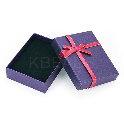 Rectangle Paper Jewelry Set Storage Boxes with Bowknot CON-TAC0014-04B-1