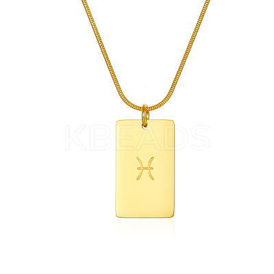 Stylish Stainless Steel 12 Zodiac Rectangle Pendant Necklaces for women GA2858-8-1