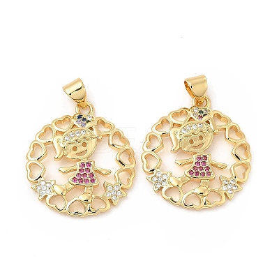 Brass Micro Pave Cubic Zirconia Pendants KK-H441-28G-1
