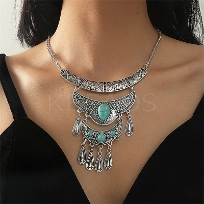 Bohemia Style Alloy Bib Necklace NJEW-H021-02AS-1