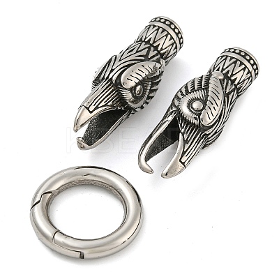 Tibetan Style 304 Stainless Steel Spring Gate Rings FIND-Z046-04AS-03-1