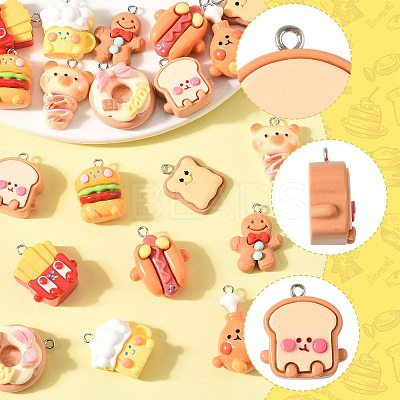 20Pcs 10 Styles Opaque Resin Imitation Food Pendants CRES-FS0001-24-1