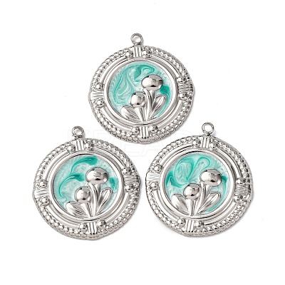 304 Stainless Steel Enamel Pendants STAS-P406-22P-1