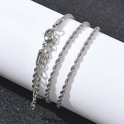 10Pcs 2MM 304 Stainless Steel Rope Chain Necklaces NJEW-G203-08P-1