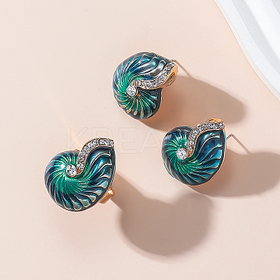 Fashionable high-end Alloy Enamel Conch Stud Earrings & Rings VO6722-1