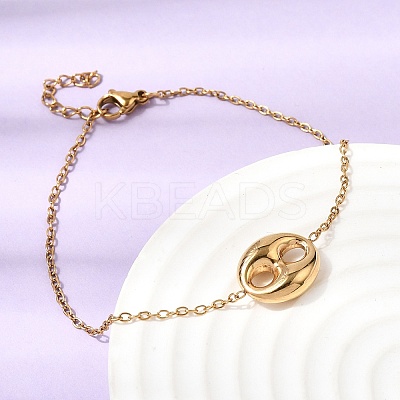 304 Stainless Steel Oval Pendant Necklaces & Bracelets & Stud Earrings Sets SJEW-P008-02G-1