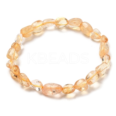 Natural Citrine Bead Stretch Bracelets BJEW-K213-44-1