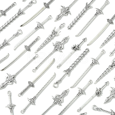 60Pcs 6 Styles Tibetan Style Alloy Big Pendants TIBEP-FS0001-25-1