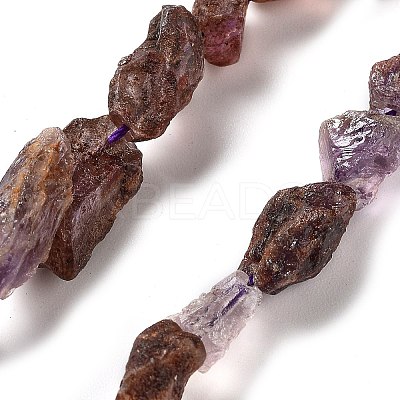 Raw Rough Natural Purple Phantom Quartz Purple Lodolite Quartz Beads Strands G-P528-B06-02-1