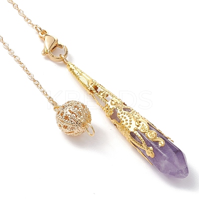 Natural Mixed Gemstone Pointed Dowsing Pendulums PALLOY-JF02149-1