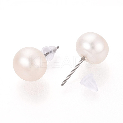 Natural Pearl Stud Earrings PEAR-N020-13A-1