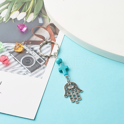 Synthetic Turquoise beads Keychain KEYC-JKC00267-02-1