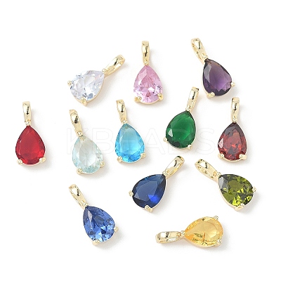 Brass Birthstone Pendants KK-D372-02G-1