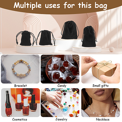 40Pcs 4 Style Rectangle Velvet Pouches TP-CN0001-02-1