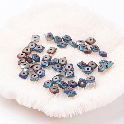 Frosted Square Electroplate Non-Magnetic Synthetic Hematite Beads X-G-P046-08-1