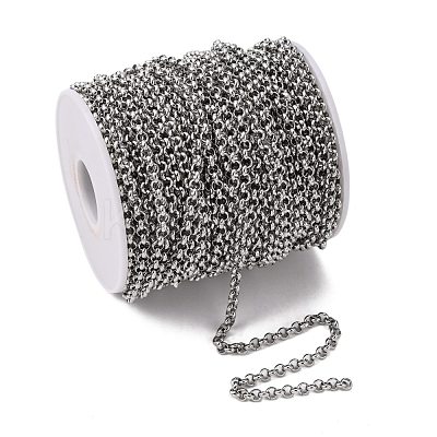 Tarnish Resistant 304 Stainless Steel Rolo Chains STAS-O076-16-1