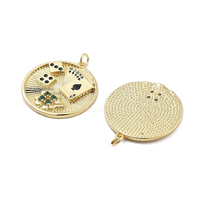Brass With Cubic Zirconia And Enamel Pendants KK-Q006-18G-1