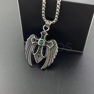 Vintage Gothic 304 Stainless Steel Cubic Zirconia Pendant Necklaces ZQ9567-1