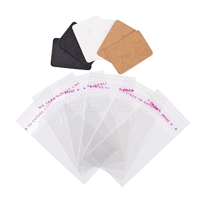 300Pcs 3 Colos Jewelry Earring Display Kraft Paper Price Tags DIY-LS0003-92-1