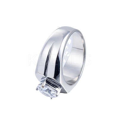 304 Stainless Steel Pave Clear Cubic Zirconia Finger Rings for Men FS-WG96A01-01-1