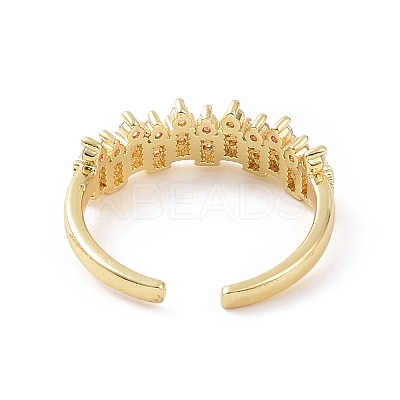Clear Cubic Zirconia Rectangle Open Cuff Ring RJEW-G283-09G-1