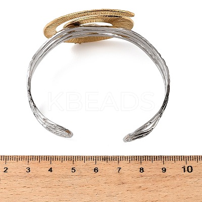 Hammered 304 Stainless Steel Multi-strand Cuff Bangles for Women BJEW-D465-02GP-1