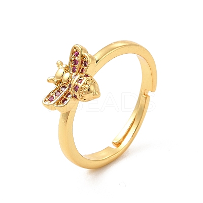 Cubic Zirconia Honeybee Adjustable Ring RJEW-D076-05G-1