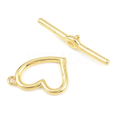 Heart Brass Toggle Clasps KK-G548-43G-01-1
