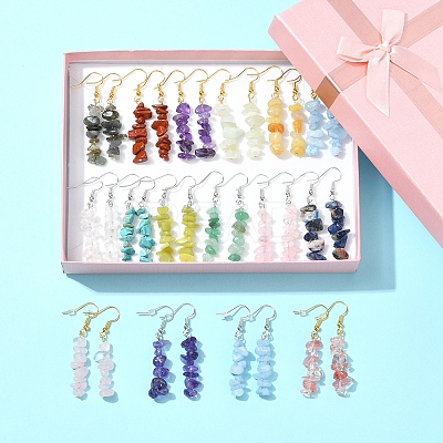 Natural & Synthetic Gemstone Dangle Earrings EJEW-FS00056-1