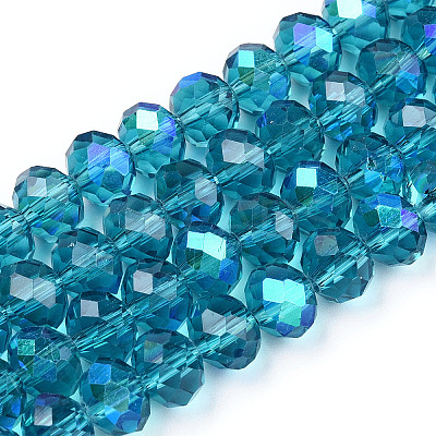 Electroplate Glass Beads Strands X-EGLA-A034-T8mm-L25-1
