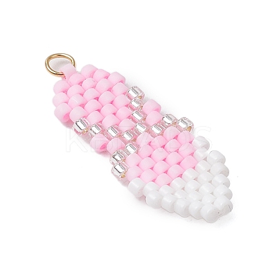 Ballet Shoes Glass Seed Beads Beaded Pendants PALLOY-CJ00134-1