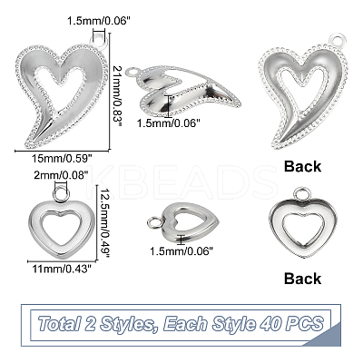 80Pcs 2 Style 304 Stainless Steel Enamel Settings STAS-UN0026-32-1