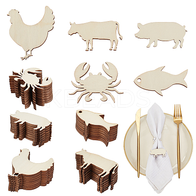 100Pcs 5 Styles Unfinished Wooden Cutouts WOOD-OC0002-90-1