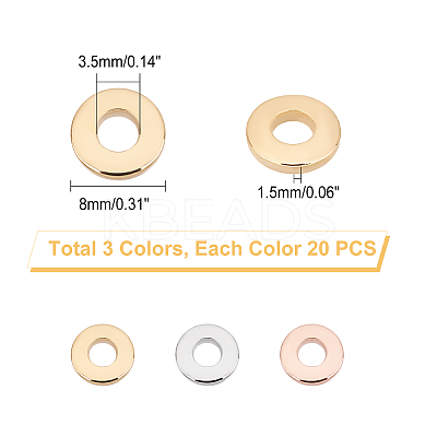 60Pcs 3 Colors 201 Stainless Steel Linking Rings STAS-UN0036-94-1