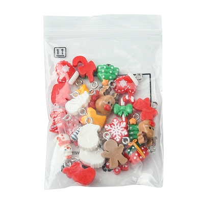24Pcs 12 Styles Christmas Theme Opaque Resin Pendants RESI-FS0001-86B-1