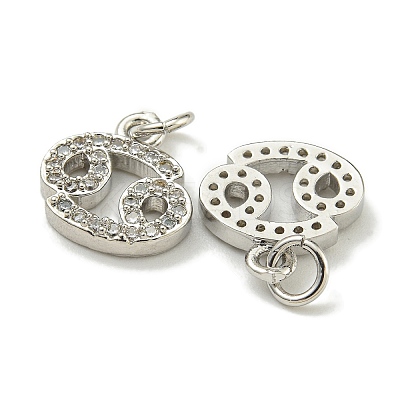 Rack Plating Brass Micro Pave Cubic Zirconia Pendants KK-K386-02J-P-1