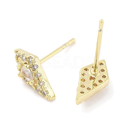 Brass Micro Pave Clear Cubic Zirconia Studs Earring EJEW-S217-G15-1