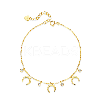 S925 Sterling Silver Cubic Zirconia Round Moon Charm Bracelet NF9907-1