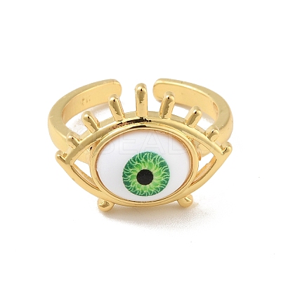 Acrylic Horse Eye Open Cuff Ring RJEW-B042-04G-01-1