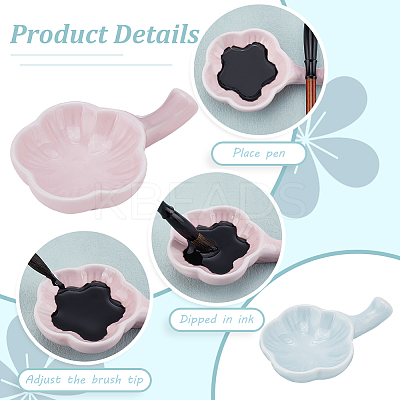 2Pcs 2 Colors Ceramic Brush Holder DIY-PH0023-06-1