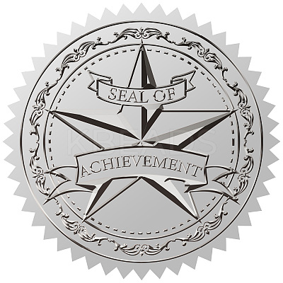 Round Silver Foil Embossed Picture Stickers DIY-WH0503-020-1